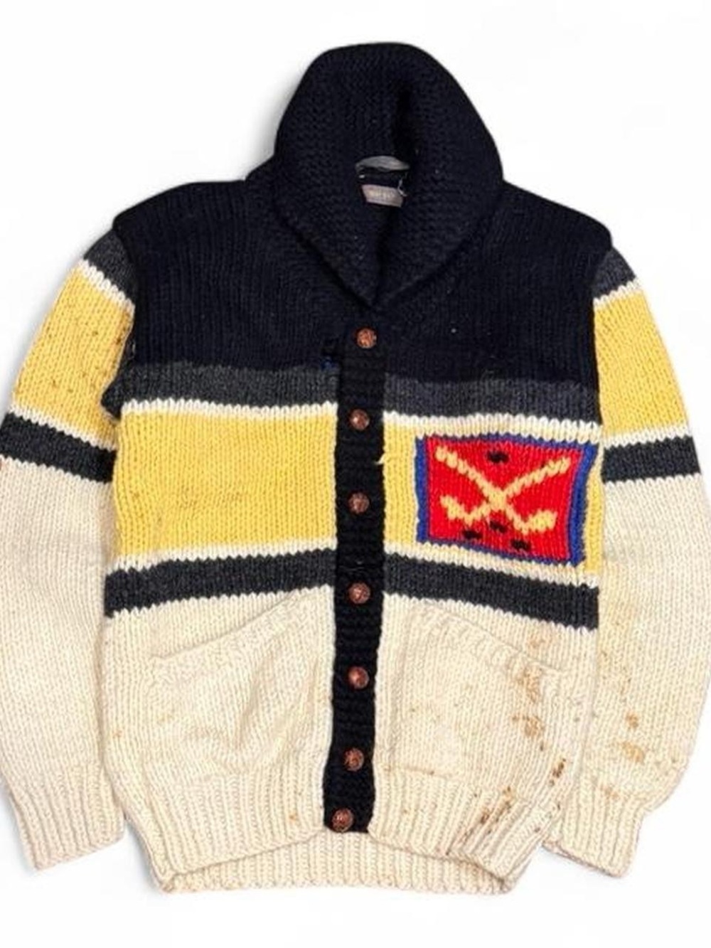 Vintage 90s Cowichan Hand Knit Wool Sweater - Picture 2 of 5